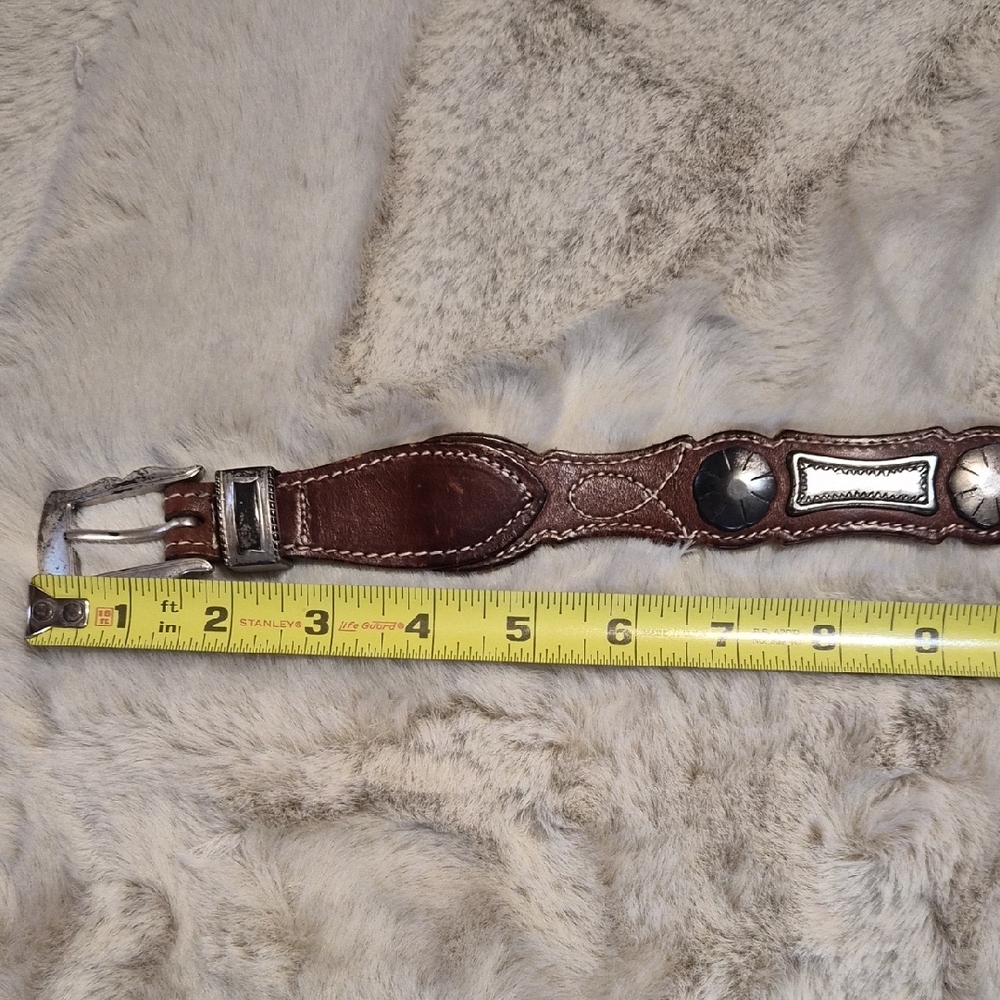 GAP Brown Leather Western-Inspired Belt with Silver Accents